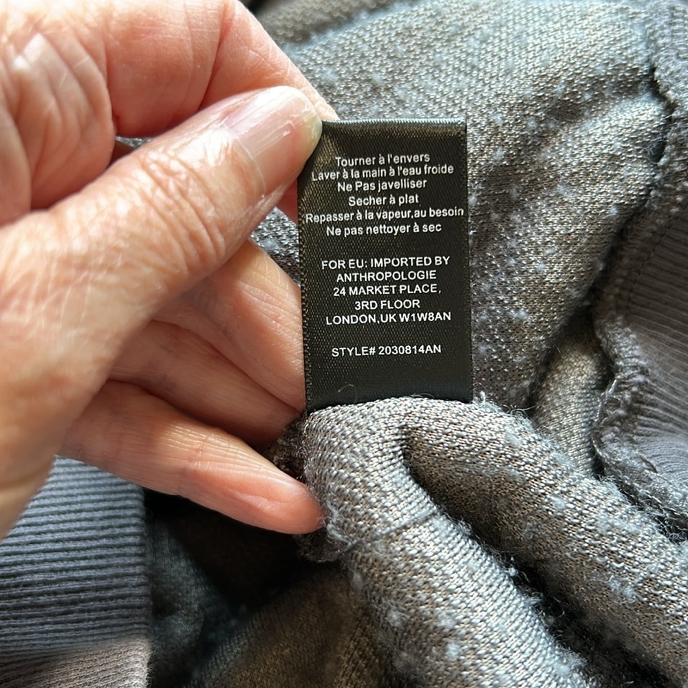 Anthropologie Current Air Sherpa Hoodie Gray Faux Shearling Sweater Size S - Picture 11 of 13